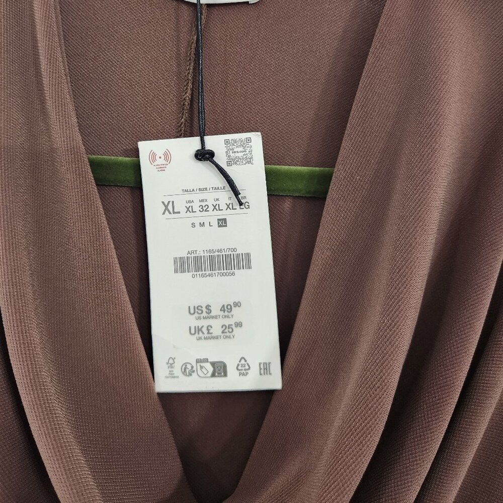 Zara Chocolate Brown Draped Maxi Dress in XL - Picture 3 of 3